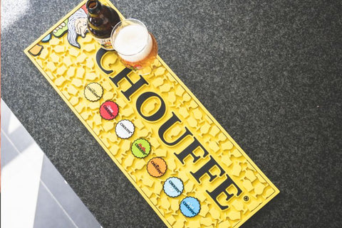 escorredor copos chouffe borracha amarelo frente