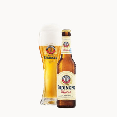 Garrafa cerveja Erdinger Weissbier Hell 33cl+copo