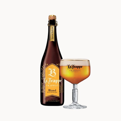 cerveja La Trappe Blond Special Edition 2025 75 cl - garrafa+copo