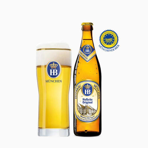 cerveja HB Hofbräu Original 50cl +selo IGP+Copo