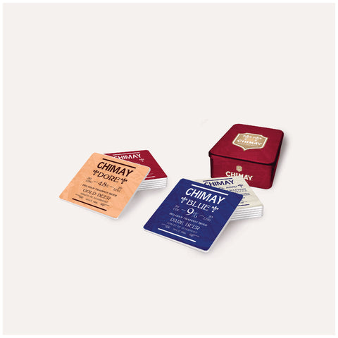 Conjunto 6 bases metálicas copos Chimay Blanche - redonda